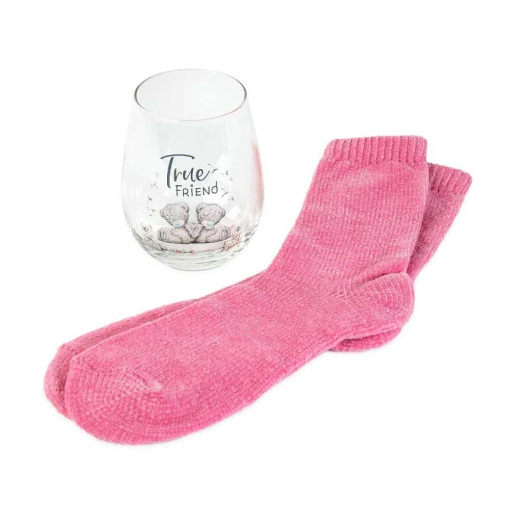 Me to You True Friend Wine Glass & Socks Set