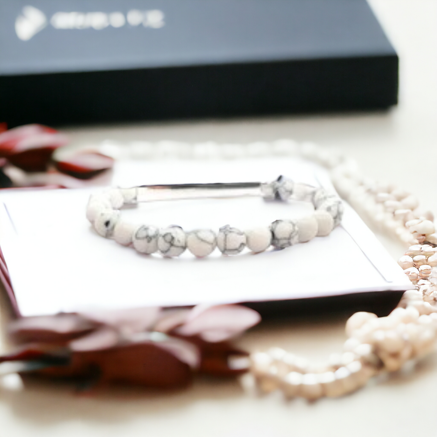 Little Taonga Gemstone Bracelet White Howlite  – Hello Ātaahua