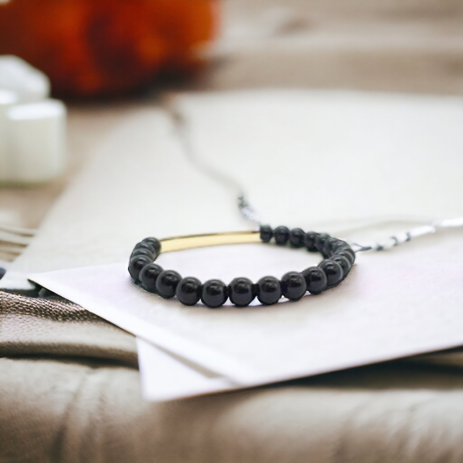 Little Taonga Gemstone Bracelet Black Agate  – Aotearoa