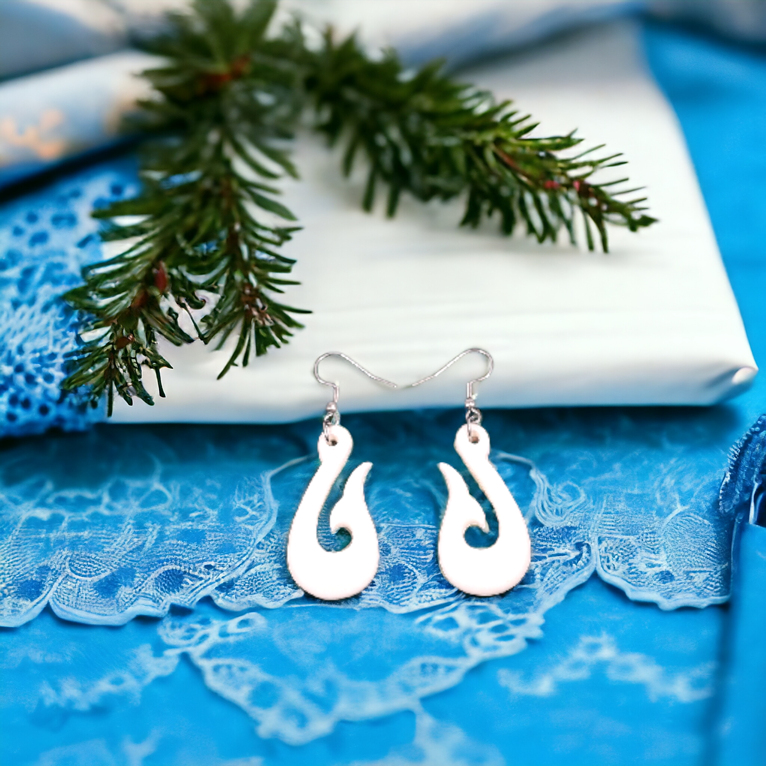 Bone Hei Matau (Fish Hook) Earrings