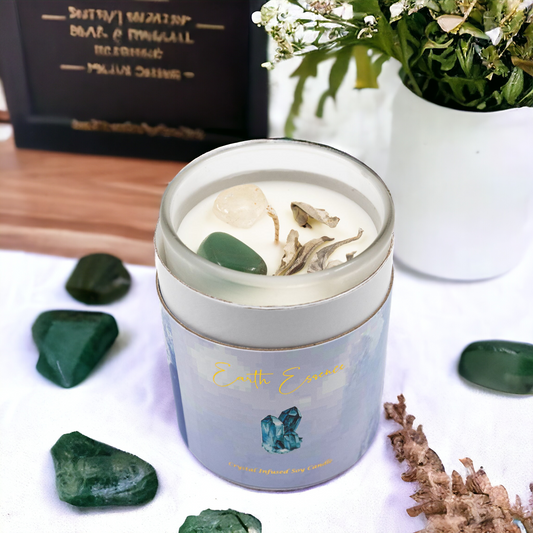 Earth Essence Crystal Soy Wax Candle - White Sage