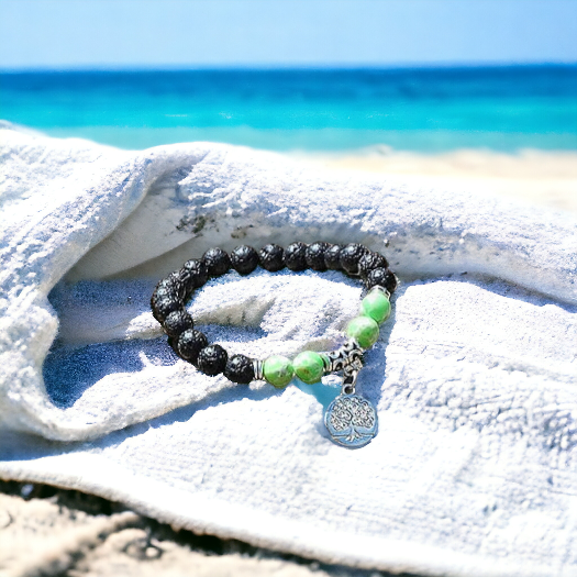 Nudi Point Emperor Stone & Tree of Life Lava Stone Bracelet