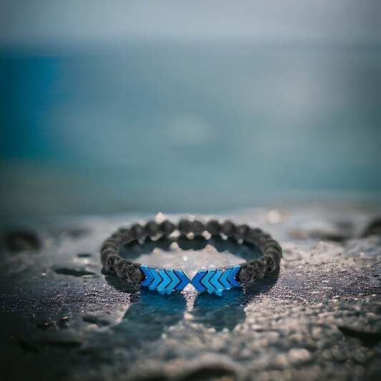 Nudi Point Lava Stone Bracelet - Blue Arrows