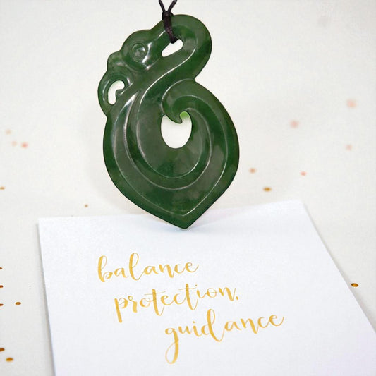 NZ Greenstone (Pounamu) Manaia Hei Matau Pendant
