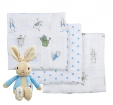 Peter Rabbit Soft Toy and Muslins Gift Set