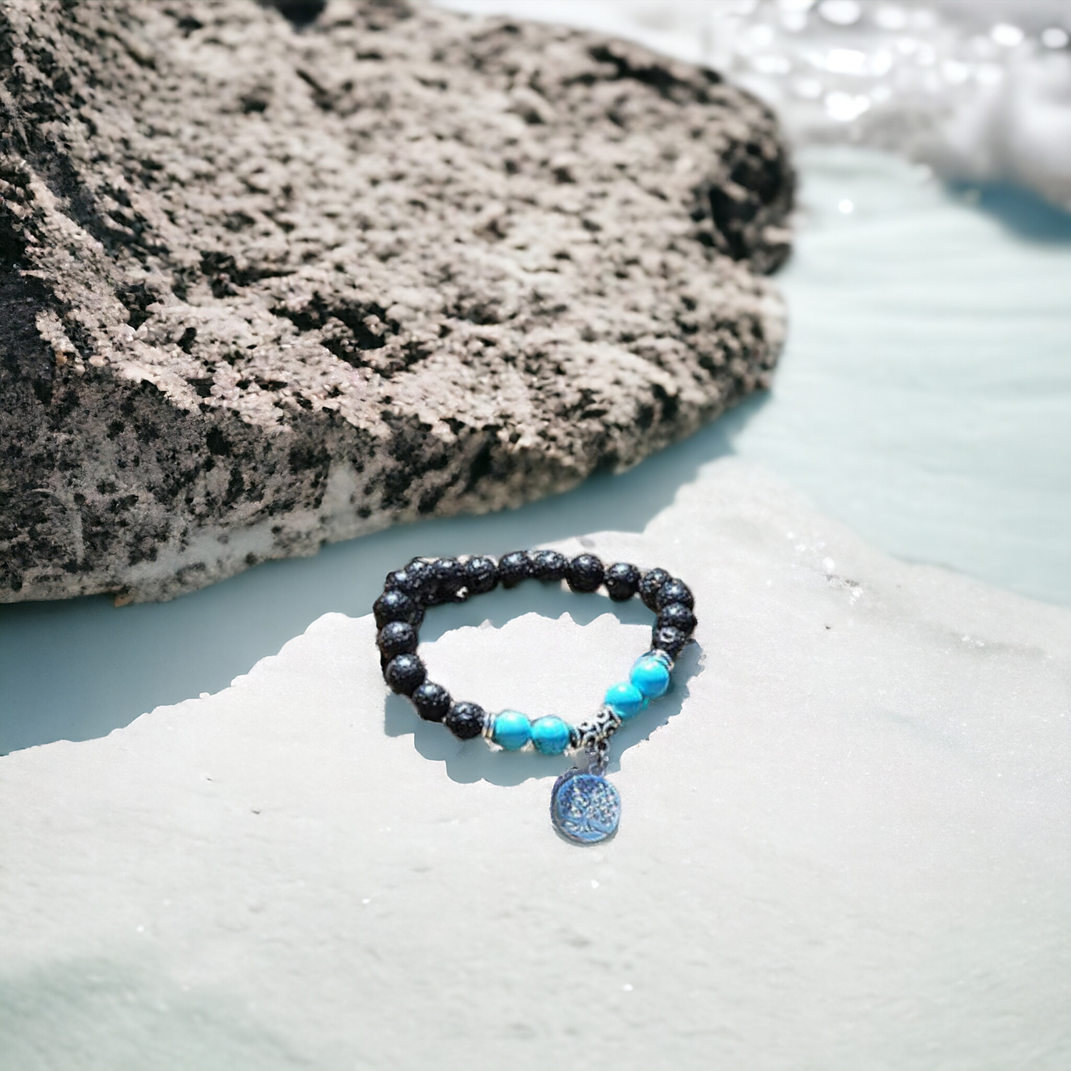 Nudi Point Turquoise & Tree of Life Lava Stone Bracelet
