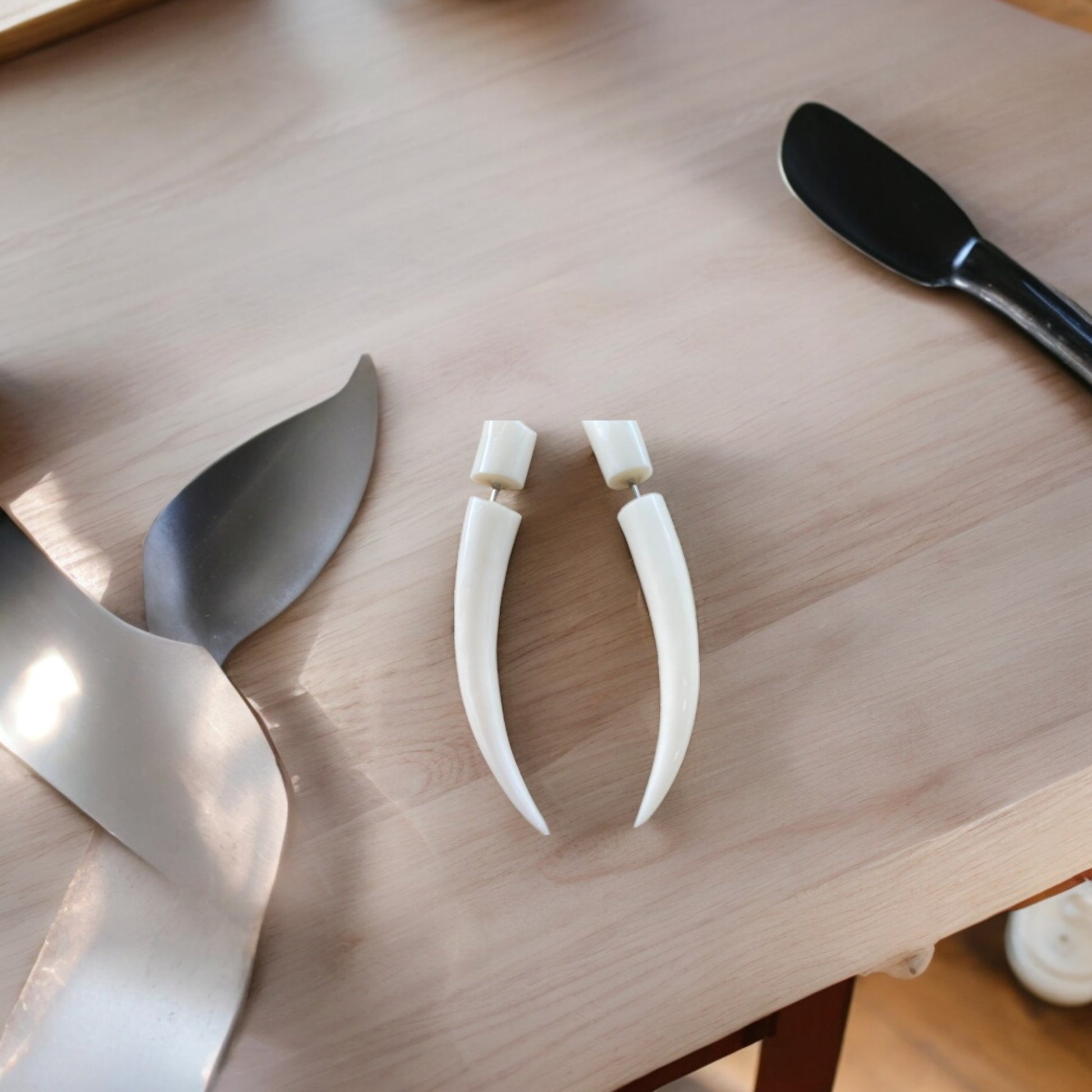 Bone Tusk Shaped Earrings