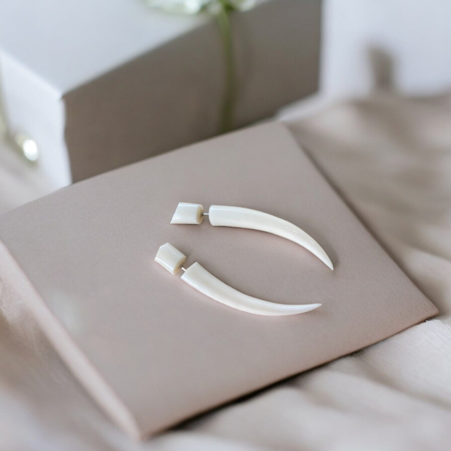 Bone Tusk Shaped Earrings