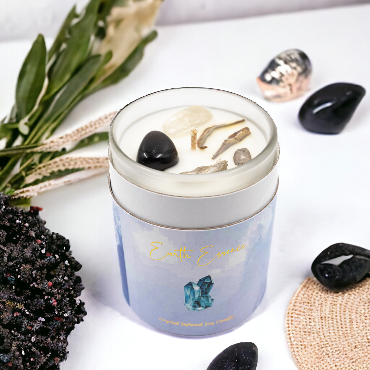 Earth Essence Crystal Soy Wax Candle - Vetiver & Patchouli