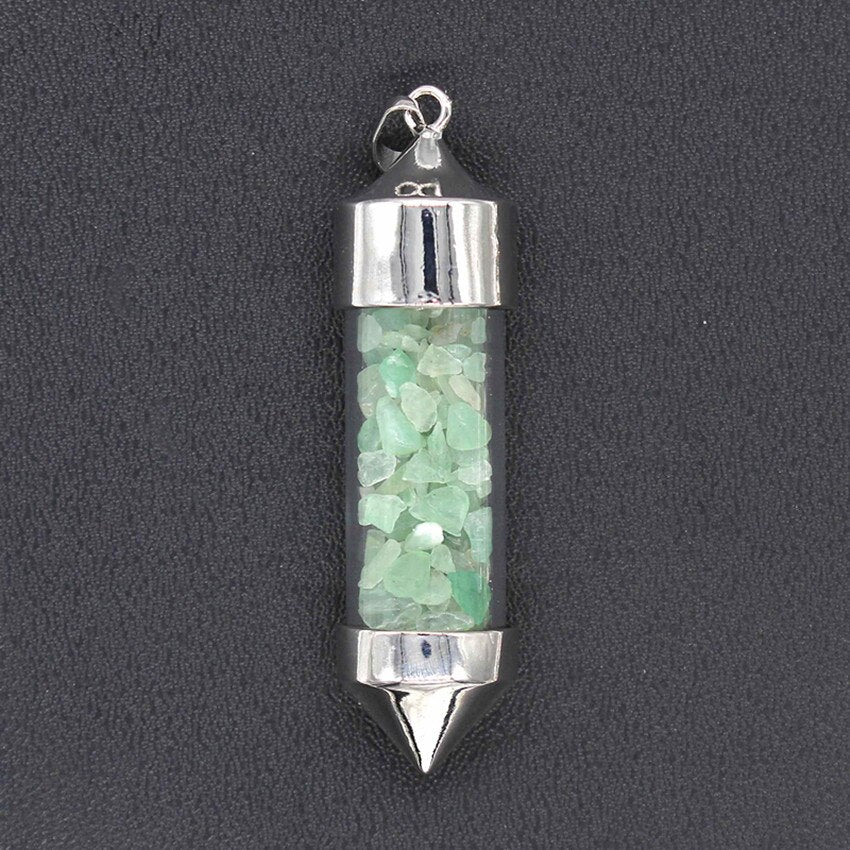 Nudi Point Crystal Bottle Pendant - Green Aventurine