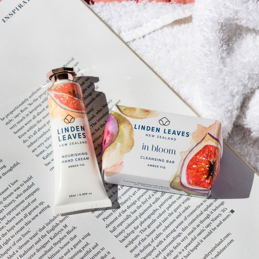 Linden Leaves Amber Fig Cleansing Bar & Hand Cream Set