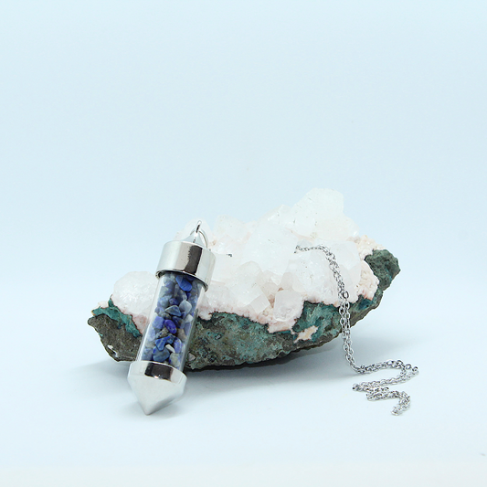 Nudi Point Crystal Bottle Pendant - Lapis Lazuli