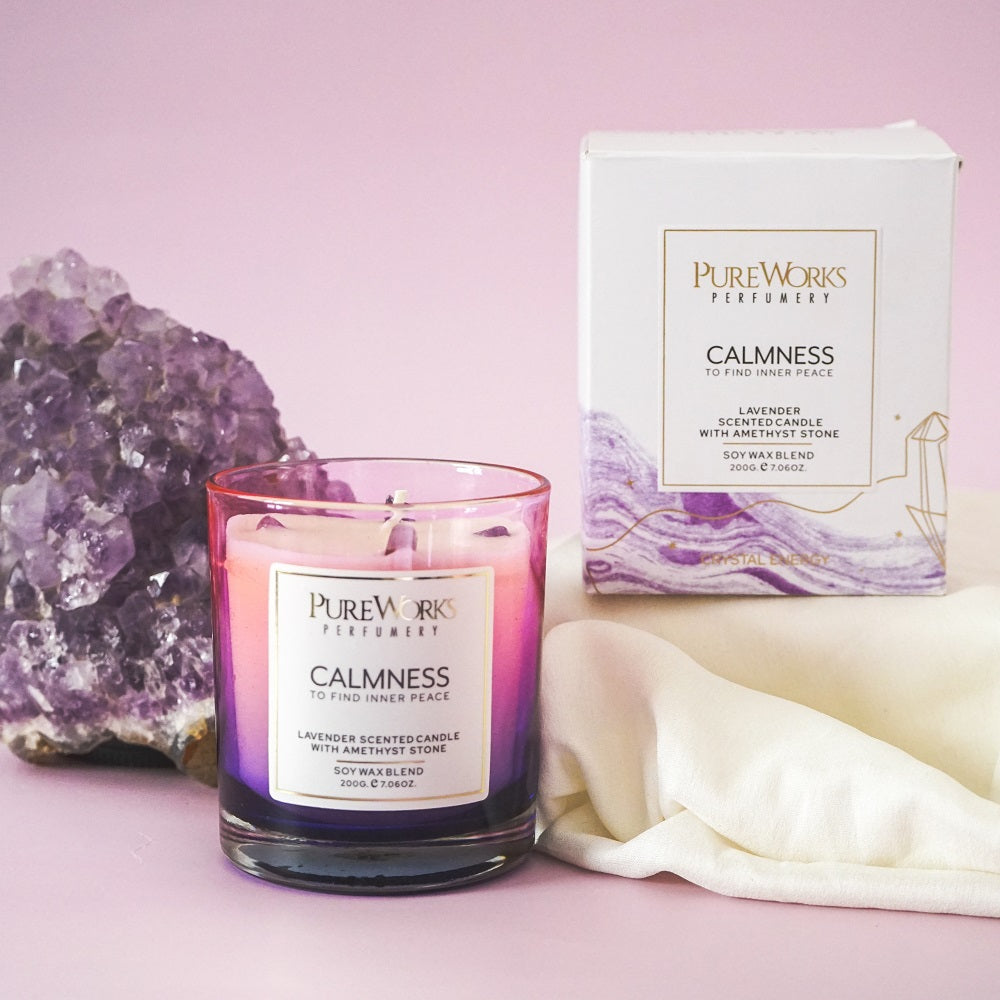 Calmness Lavender with Amethyst Crystal Energy Candle 80gm