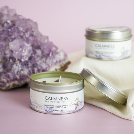 Calmness Lavender with Amethyst Crystal Energy Candle 80gm