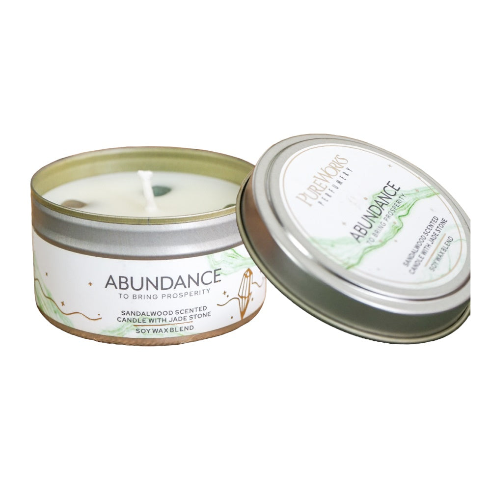 Abundance Sandalwood with Jade Crystal Energy Candle 80gm
