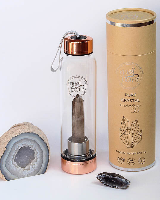 Nudi Point Crystal Elixir Water Bottle - Smoky Quartz (Copper)