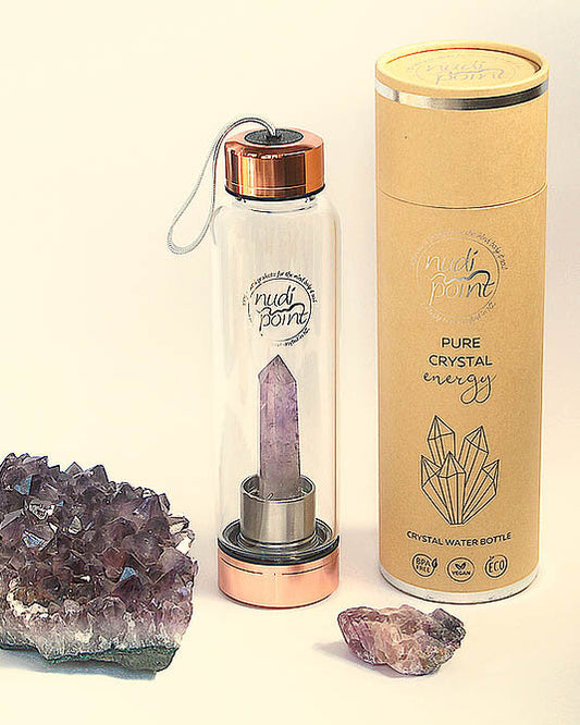 Nudi Point Crystal Elixir Water Bottle - Amethyst (Copper)