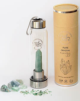 Nudi Point  Crystal Elixir Water Bottle - Green Aventurine (Stainless Steel)