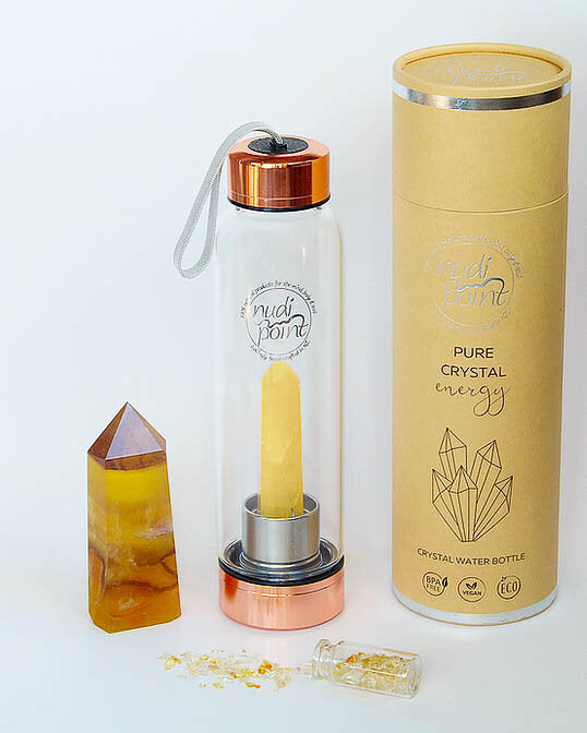 Nudi Point Crystal Elixir Water Bottle - Citrine (Copper)