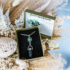 Nudi Point Green Aventurine Lava Stone Pendant