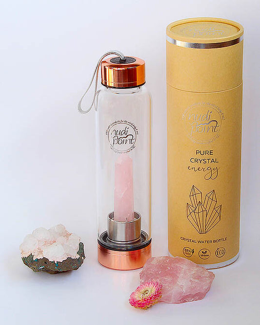Nudi Point Crystal Elixir Water Bottle - Rose Quartz (Copper)
